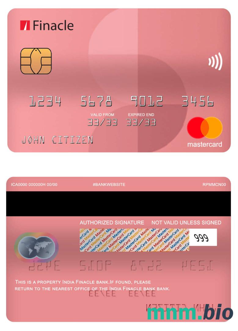 India Finacle bank przykład karty mastercard w formacie PSD